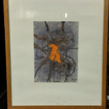 Abstract painting rulo 1966 mixed media paper frame