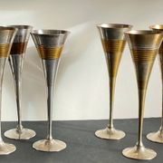 6 Flutes Champagne Laiton Argenté Vintage