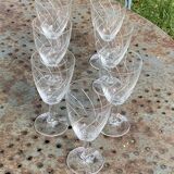 7 vintage crystal and chiseled glass wine glasses