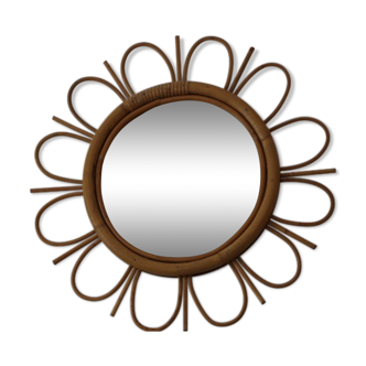 Miroir rotin fleur 50cm