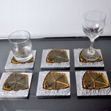 Lot of 6 brutalist coasters by Art3, 1970