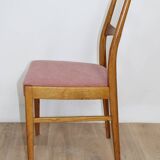Chaise teck vintage velour rose danemark