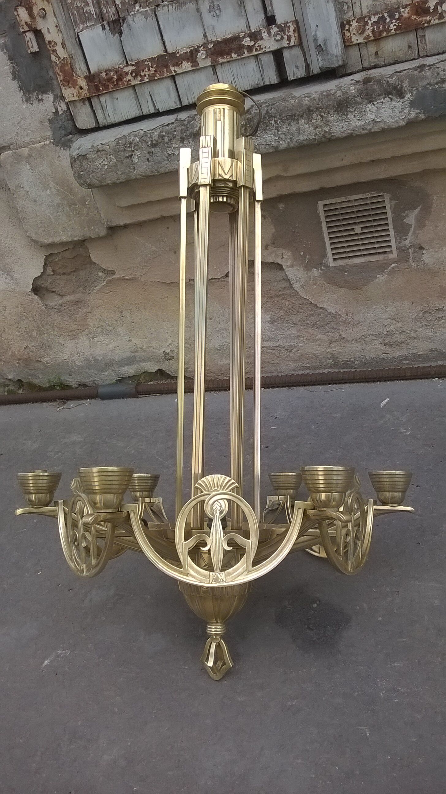 Bronze chandelier and brass art deco period