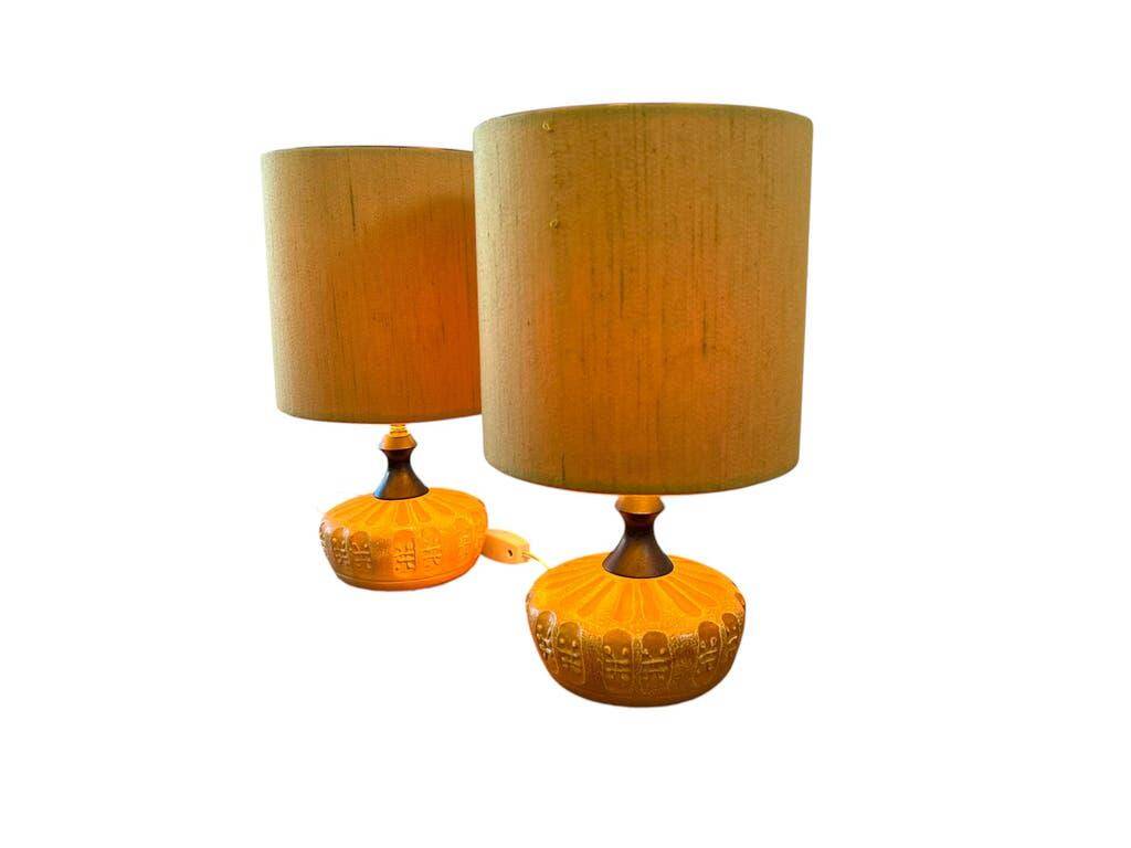 Set of 2 vintage ceramic table lamps / floor lamps