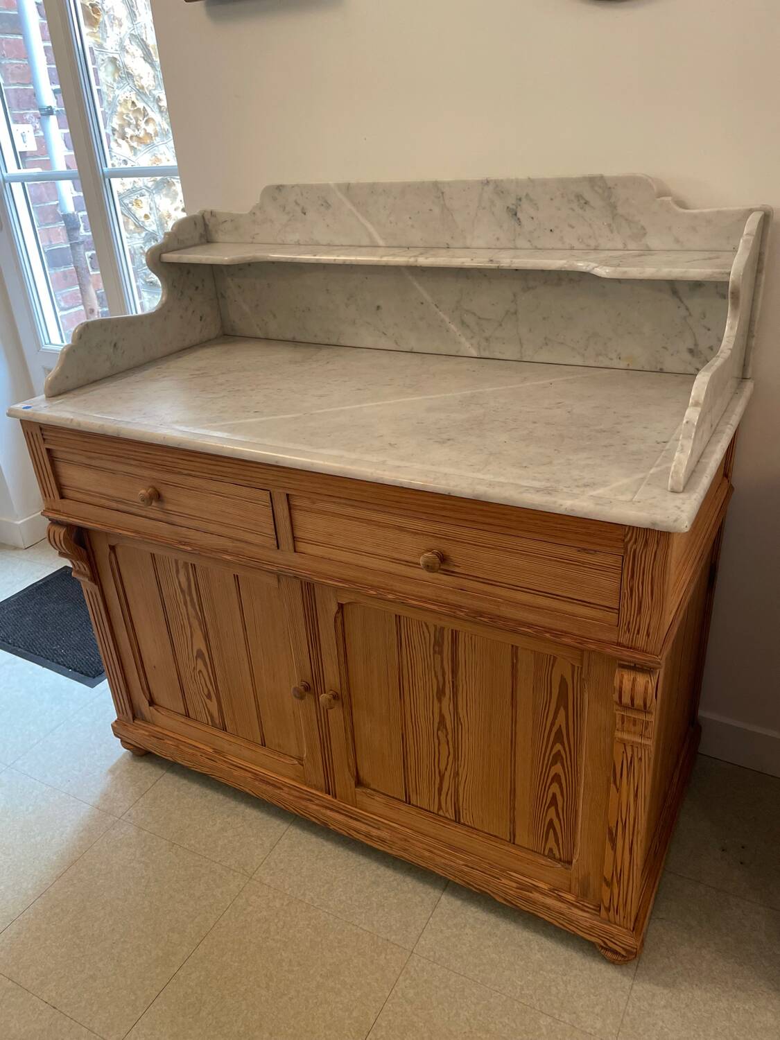 Sandblasted pitch pine bathroom cabinet