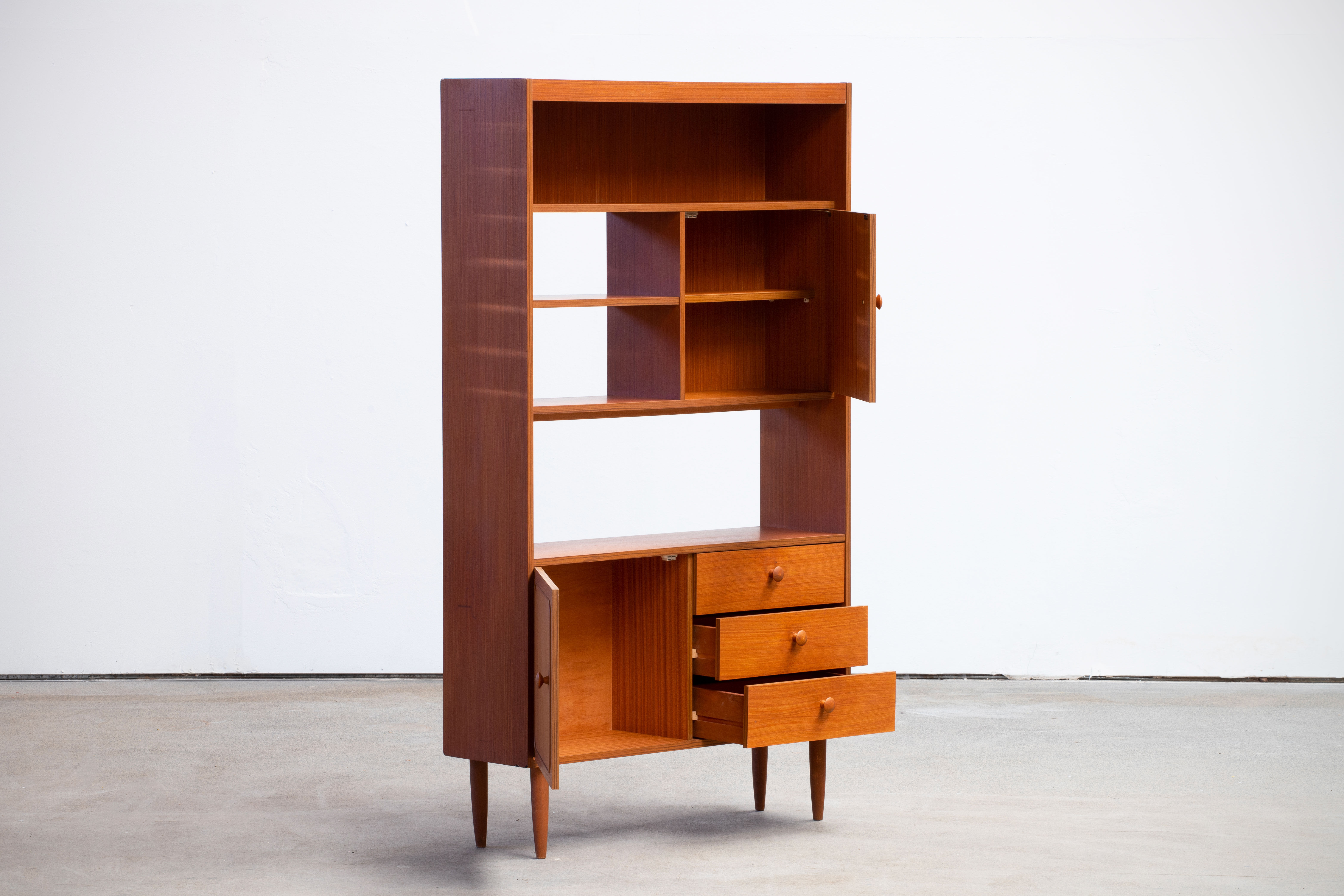 Scandinavian library in vintage teak 1960