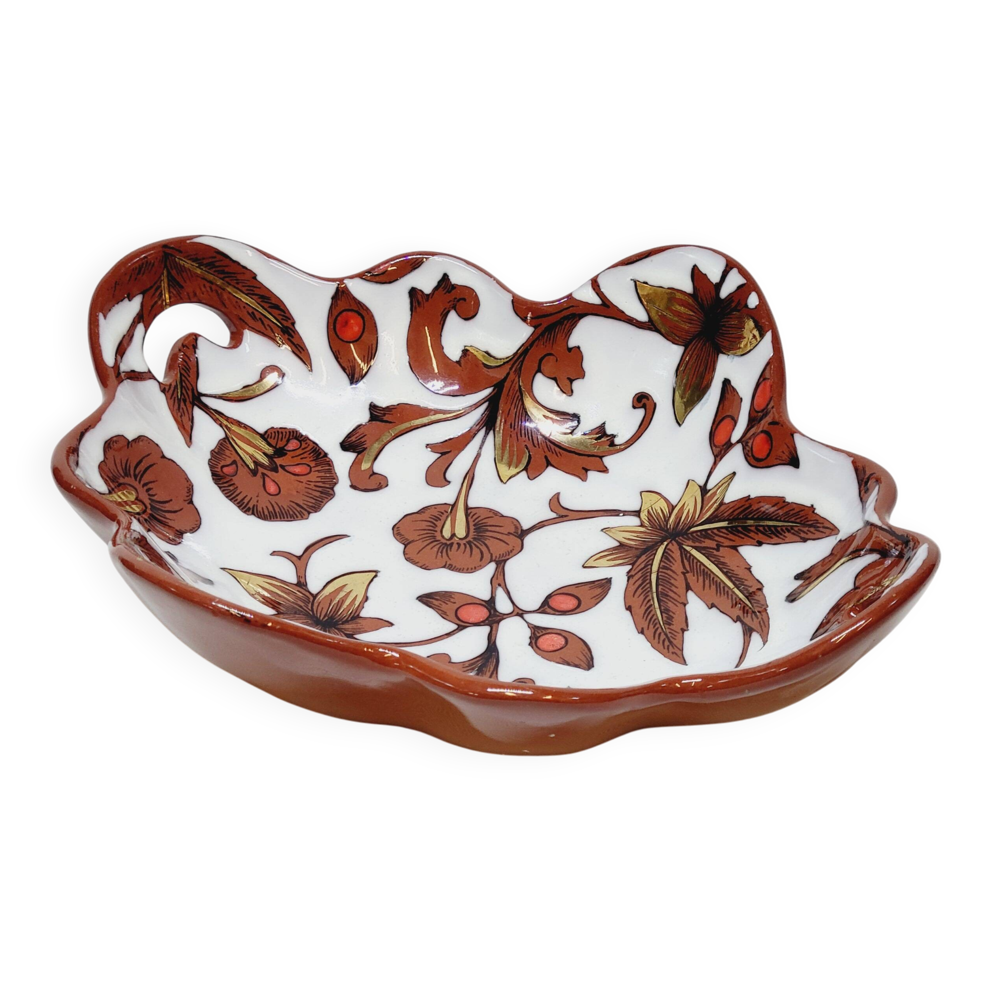 Longwy Cloisonné Enameled Basket Empty Pocket Cup Flowers Fe