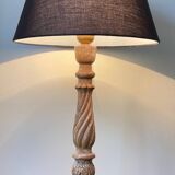 Carved wood lamp