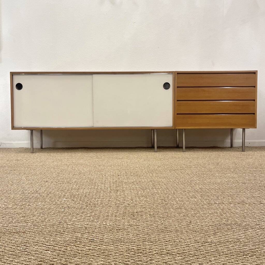 Kurt Thut vintage enfilade in 2 parts, walnut and metal from the 1950s.