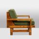 Pair of modernist style armchairs in pitch pine. 1960s.