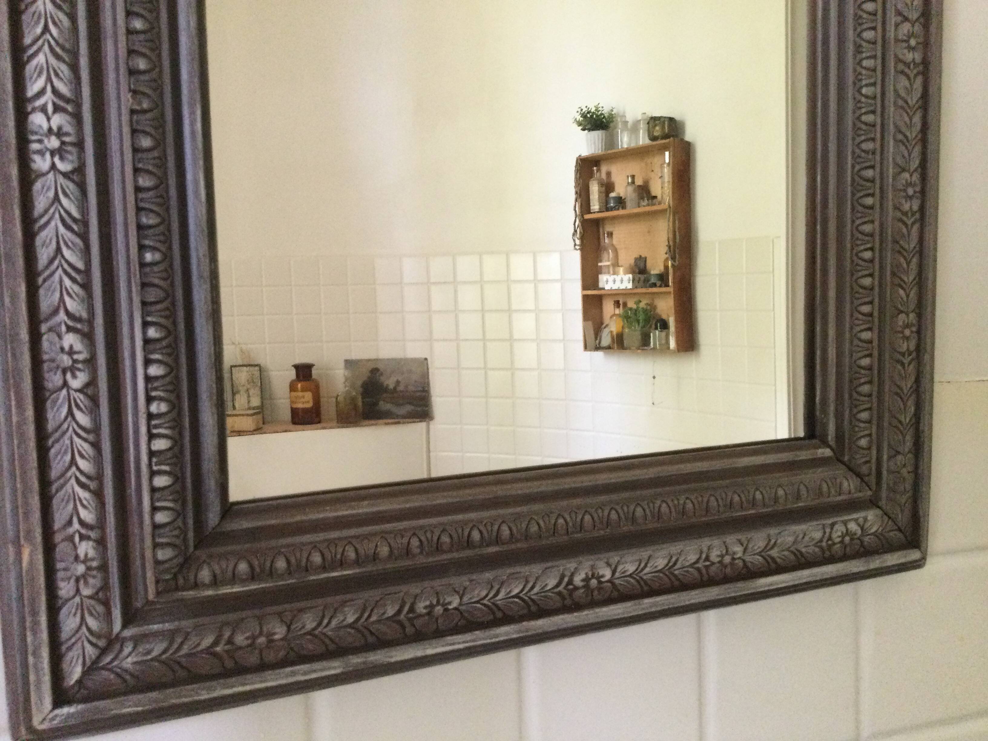 Antique patinated wood mirror