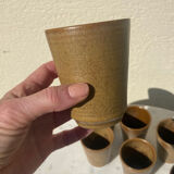 Set of 8 cups in glazed stoneware vintage Digoin 1970