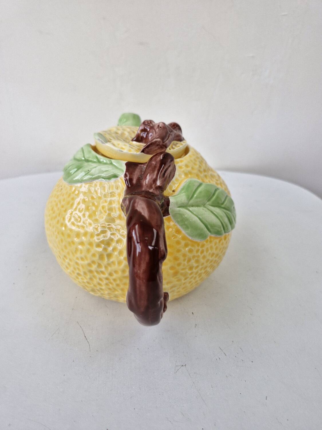 Vintage Ceramic Tisaniere Teapot Barbotine Lemon