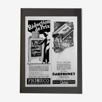 Publicité originale "Frigéco & Dauphinet " 1933