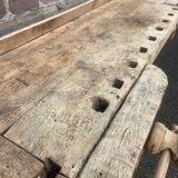 Industrial table carpenter's workbench in raw natural wood vintage bohemian
