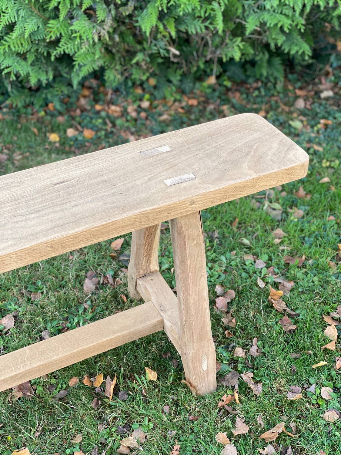 Solid oak farmhouse bench