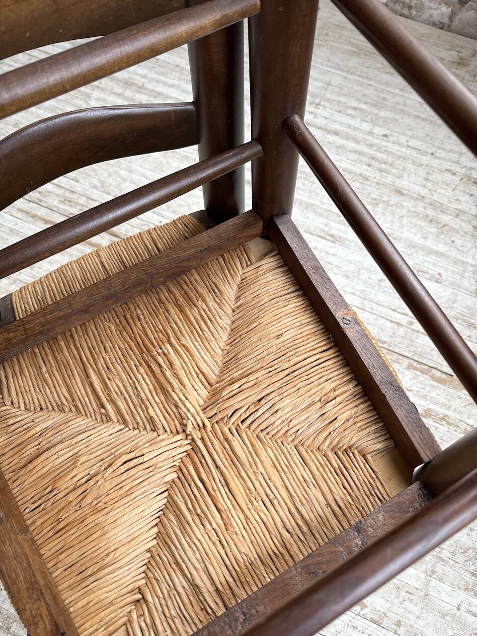 Straw chairs oak 1940s Dudouyt