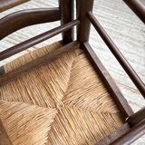 Straw chairs oak 1940s Dudouyt