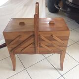 Sewing basket of the 1950, 7 drawers plate cherry