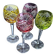 4 verres à vin en cristal taillé coloré