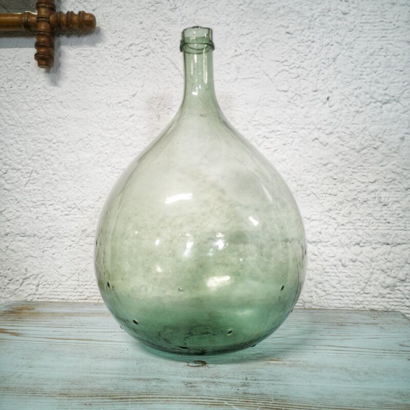 Demijohn green 7 liters in blown glass