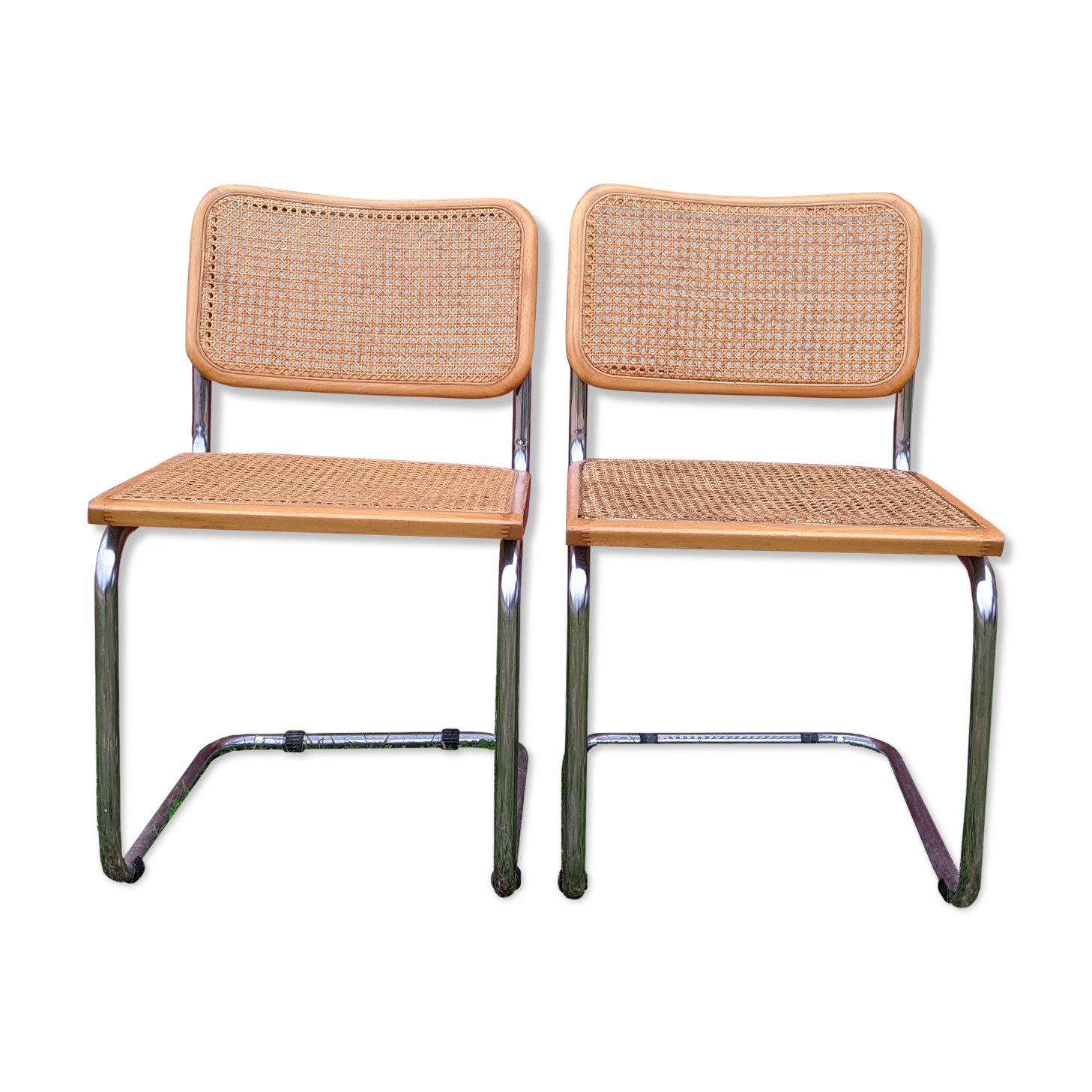 Duo of chairs B.32  cesca by Marcel Breuer
