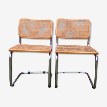 Duo of chairs B.32  cesca by Marcel Breuer