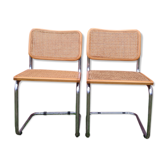 Duo of chairs B.32  cesca by Marcel Breuer