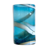 Vase cylindrique en verre soufflé bleu