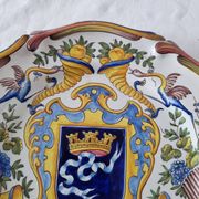 Antique French ceramic plate from Saint-Cement from 1800 Coat of arms of