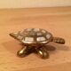 Brass and mother-of-pearl turtle jewelry box