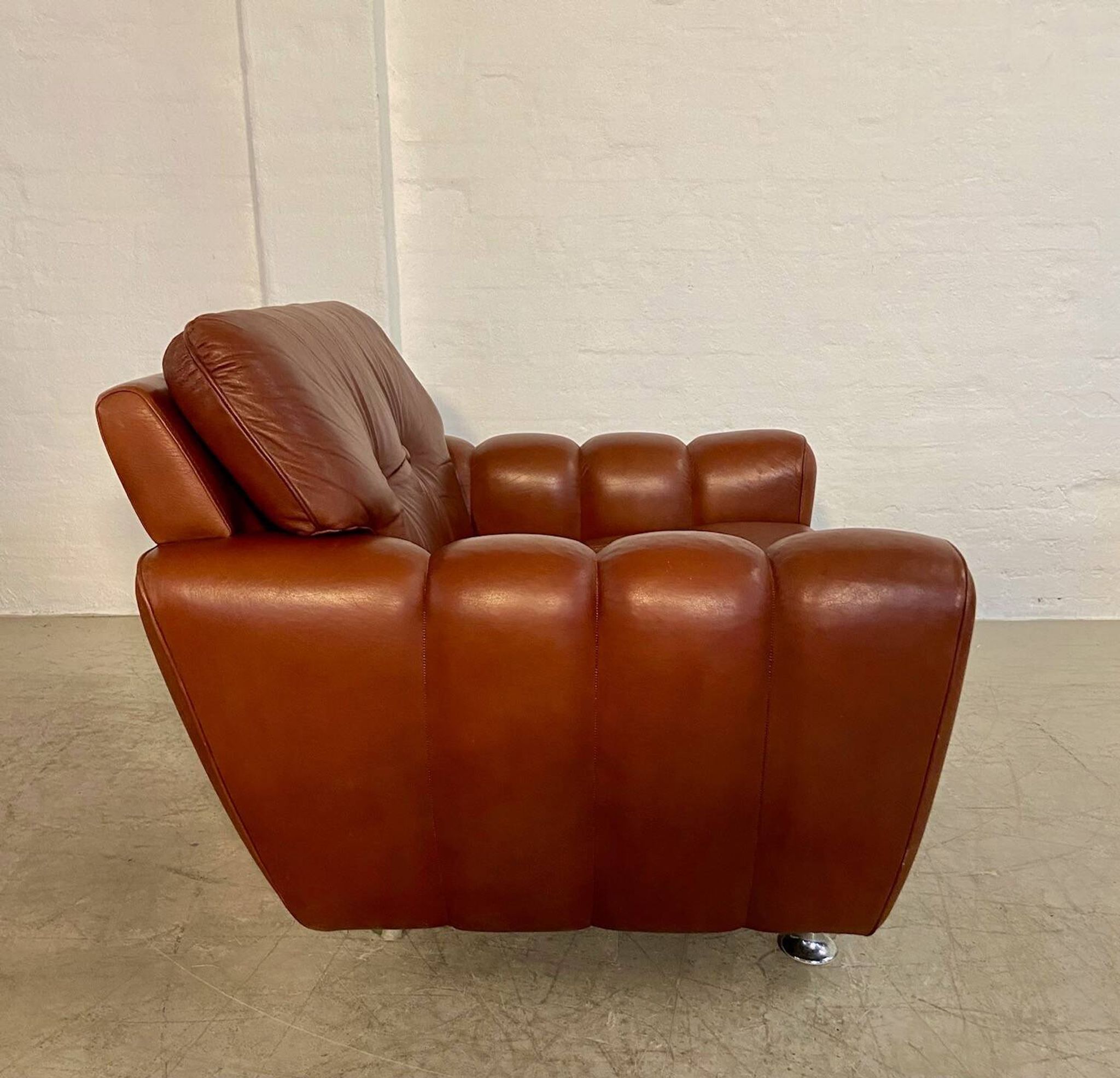 Vintage Danish mid-century Svend Skipper leather club chair 1970s