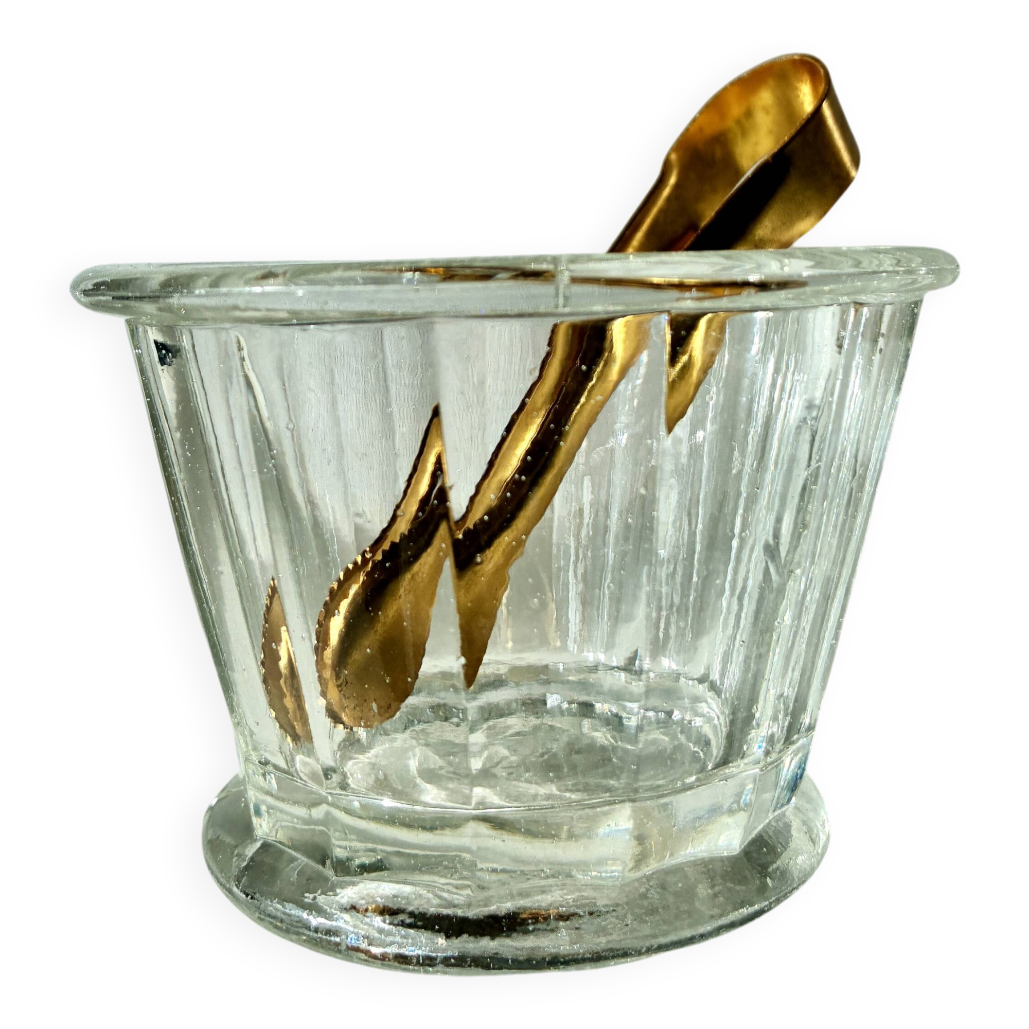 Antique faceted glass sugar bowl