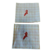 Napkins set of two checkered cotton monogram LR 53 X 57 cm