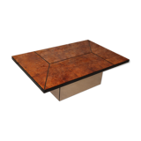 Coffee table, cocktail bar hidden in Elm Magnifier by Paul Michel, 1970 Roche Bobois