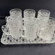 Tray and 6 mugs in blown and molded glass