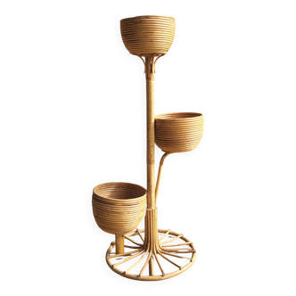 1960s rattan plant holder