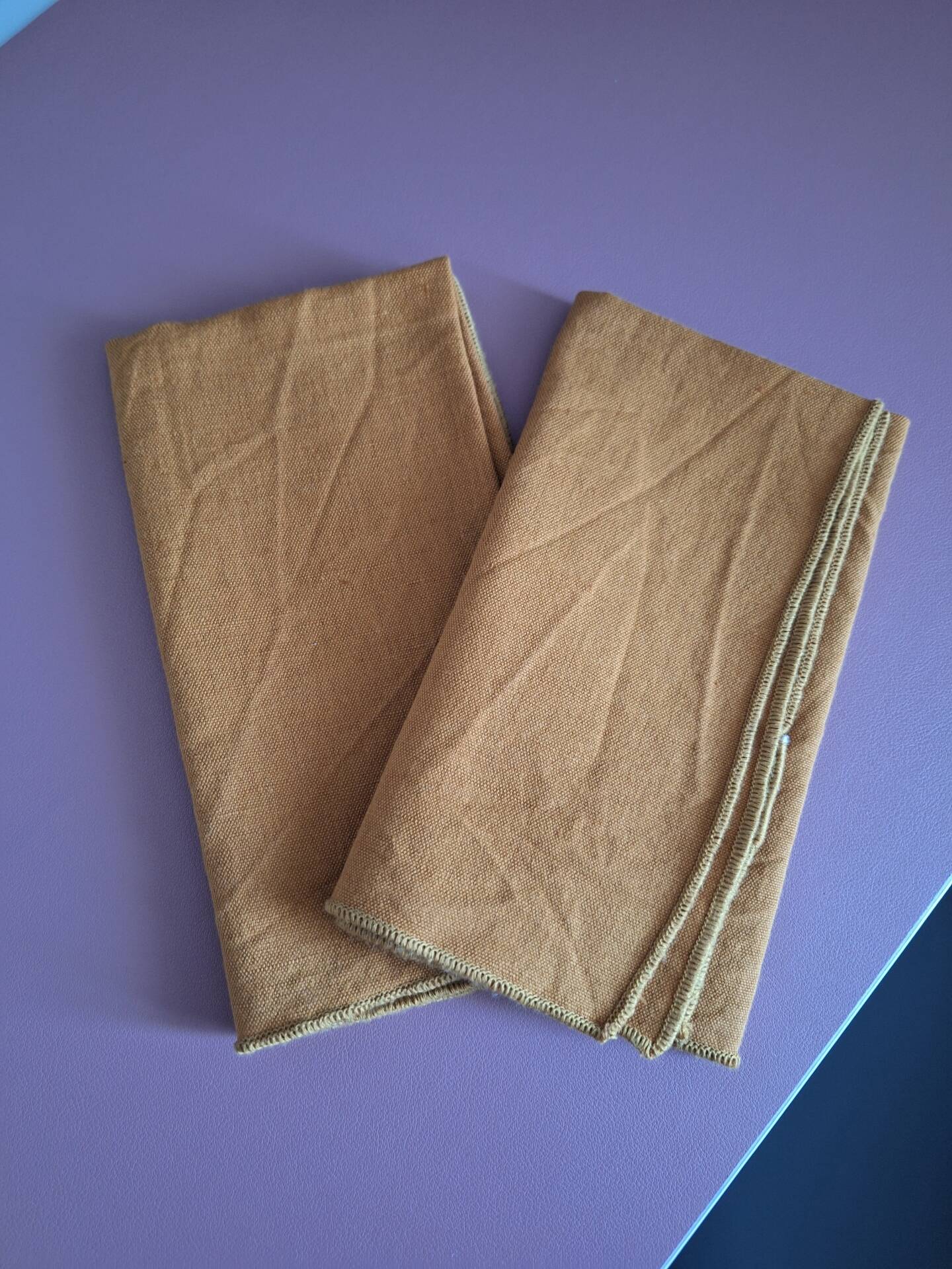 Lot de 2 serviettes de table en coton et lin Bouchara couleur camel ne