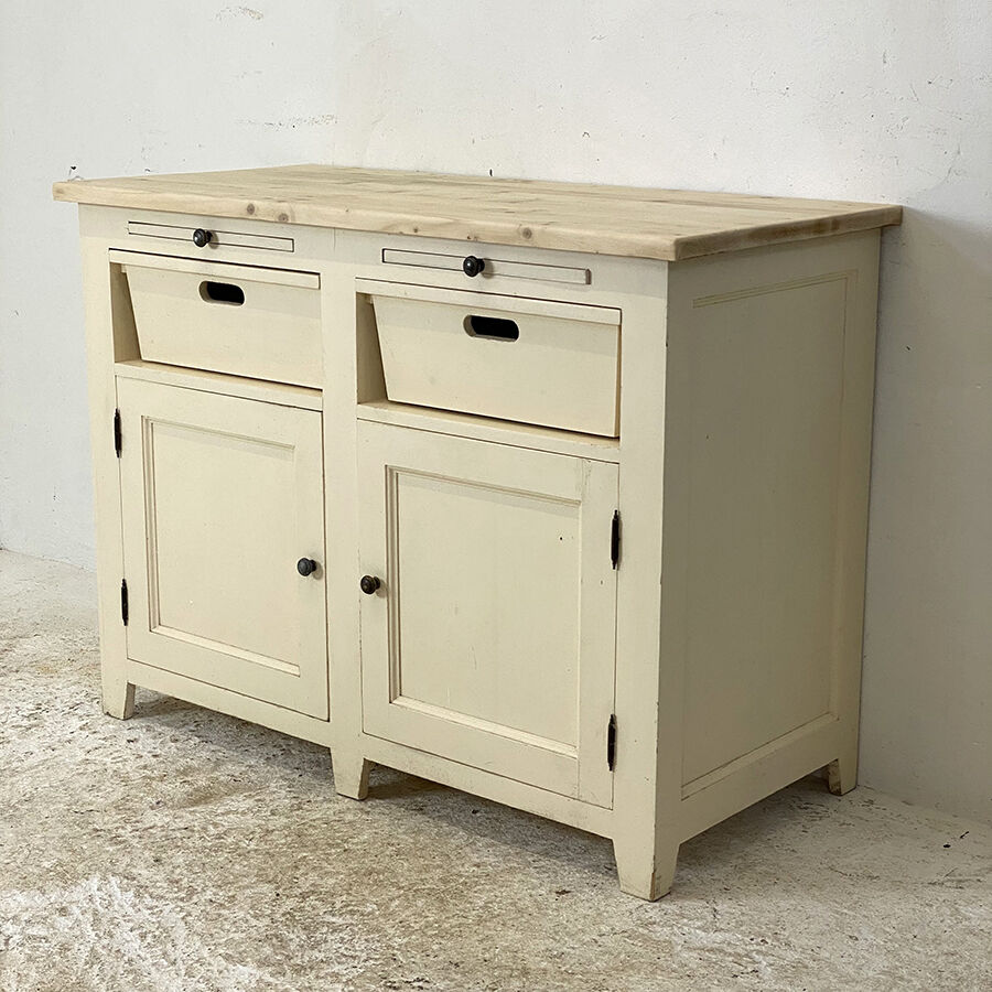 Sideboard beige light top solid wood raw