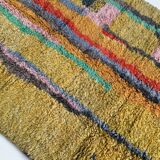 Moroccan Berber carpet Boujaad ochre with colorful patterns 253x142cm