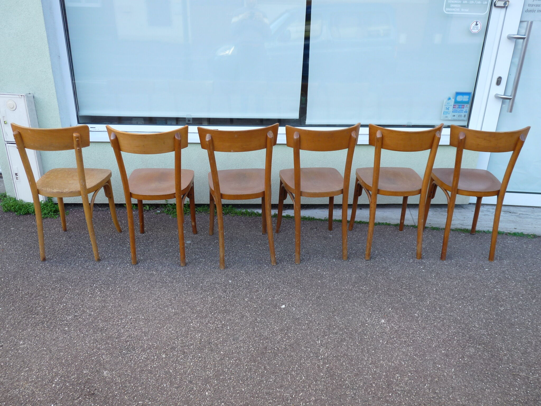 Lot de 6 chaises de bistrot bar en bois