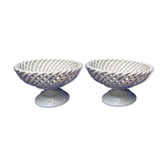 Pair of cut-on-foot in white braided earthenware