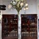 Pair of Empire period mahogany bookcases with flame pattern from the 19th century.