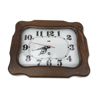 Horloge pendule odo quartz en bois et verre vintage