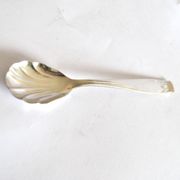 Cuillère à sucre vintage en métal argenté Gulden Alsace, décor coquille