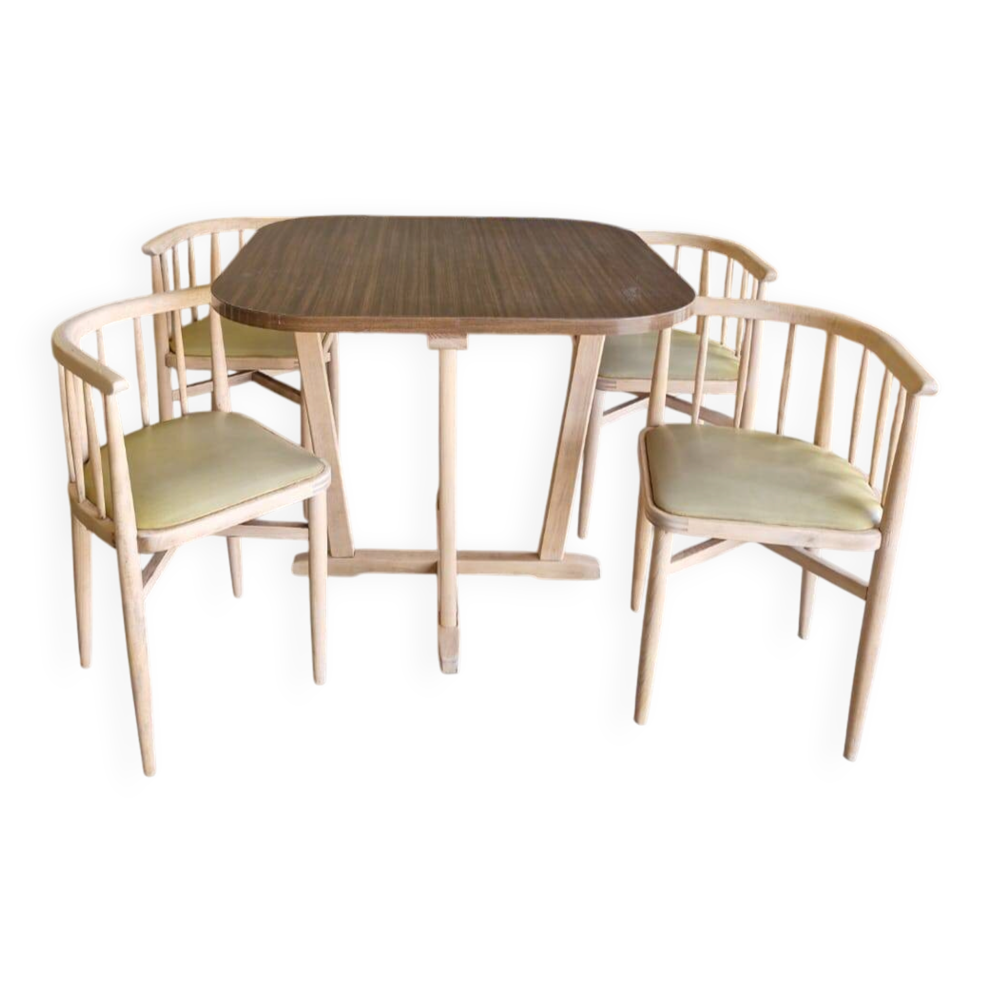Ensemble vintage attribué à Thonet – table + 4 chaises années 60