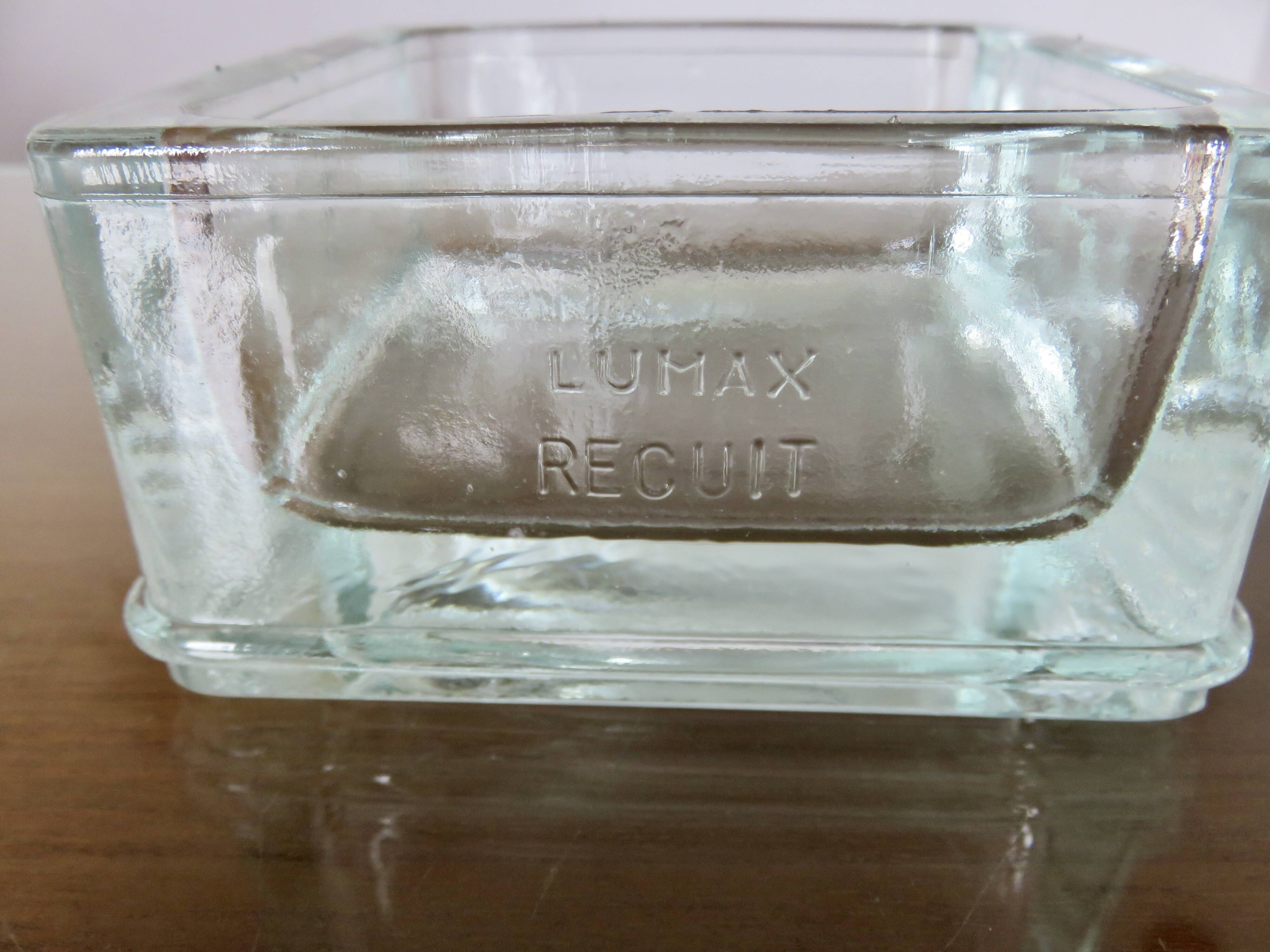 Pavé de verre , cendrier, signé LUMAX, recuit, années 40 50, Le Corbusier