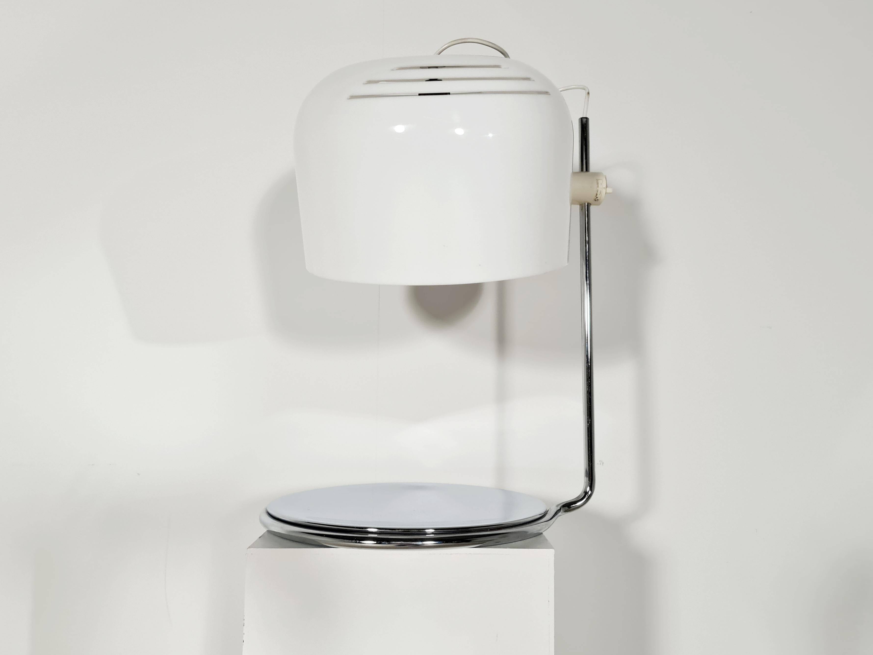Harvey Guzzini, adjustable desk lamp in white stainless steel, 1960s