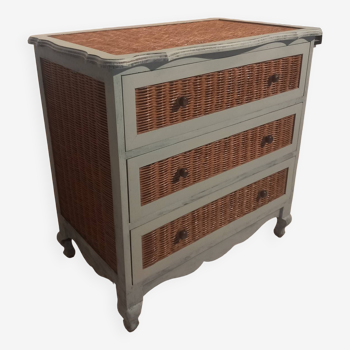 3-drawer rattan cabinet/chest of drawers