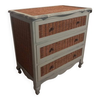 3-drawer rattan cabinet/chest of drawers